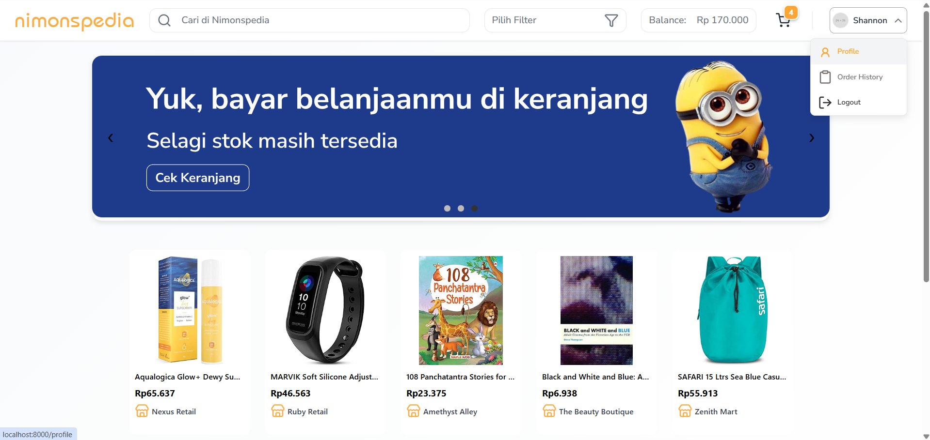 Nimonspedia - E-commerce Application